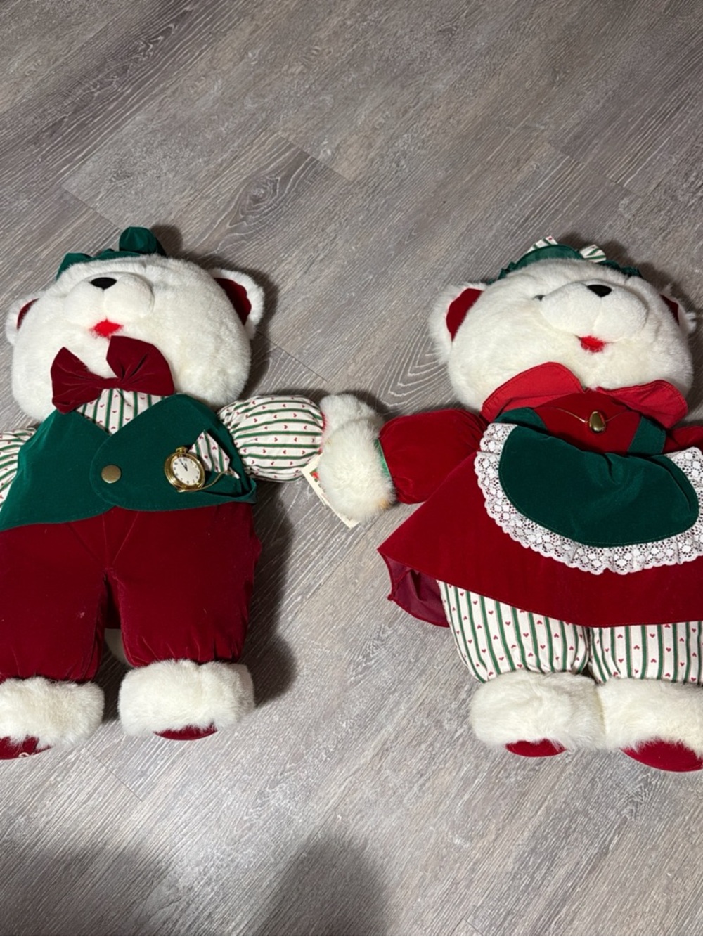 Plush Holiday Bear Couple in Red and Green